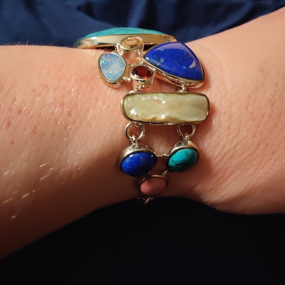 New Whitney Kelly Multi Gemstone Sterling Silver Bracelet
